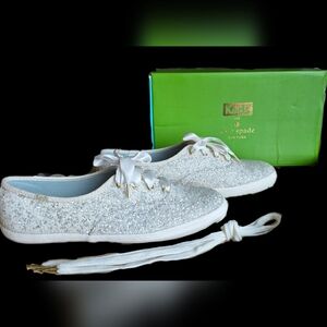Keds Kate Spade Women's Sparkle Sneakers - Silver and White
